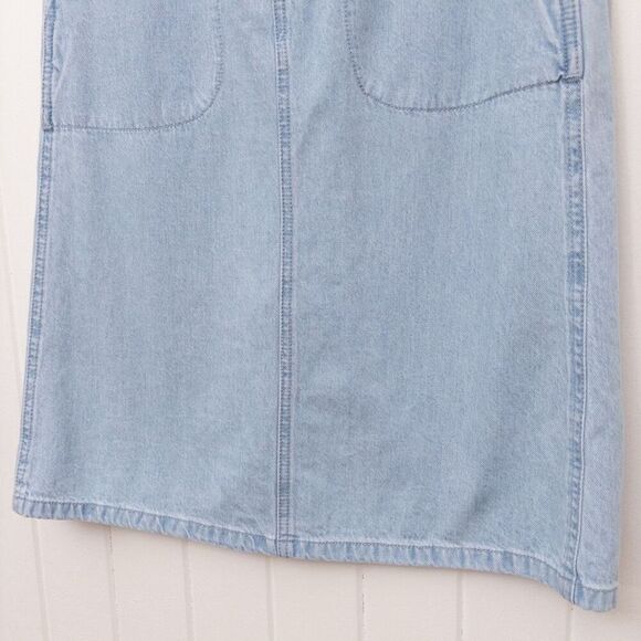 Madewell Denim Tab-Waist A-Line Midi Skirt in Lynnhaven Wash Size 24 - Picture 4 of 10